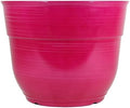 Garden Elements Indoor/Outdoor Glazed Brushed Happy Plastic Planter, Large, Bright Pink, 15" by GardenElements
