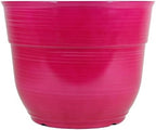 Garden Elements Indoor/Outdoor Glazed Brushed Happy Plastic Planter, Large, Bright Pink, 15" by GardenElements