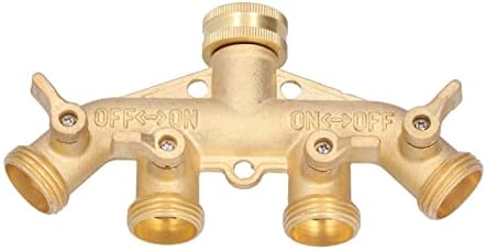 4 Way Brass Garden Hose Splitter, G3/4 Heavy Duty 4 Outlet Faucet Adapter with Individual Ball Valves, Irrigation Manifold Connector for Yard Watering - Image 4