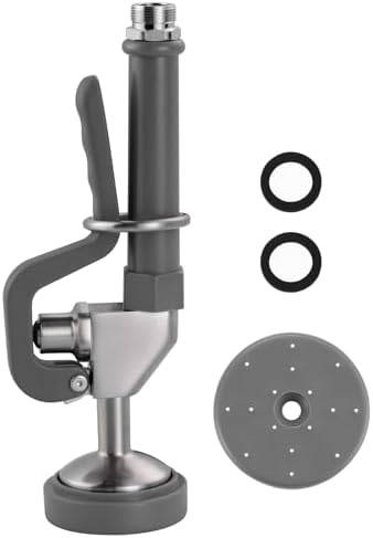 Commercial Pre Rinse Sprayer Head: 7/8"-20UNEF Handle Grip Assembly Pre Rinse Sprayer with - 1.3/3.85 GPM High Pressure Spray Head - Sink Faucet Replacement Part - Gray and Brushed Nickel by IVIGA