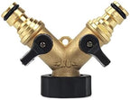 2 Way Hose Splitter, Garden Hose Brass Y Valve Water Outdoor Garden Hose Adapter, Y Hose Garden Faucet Splitter by Unknown