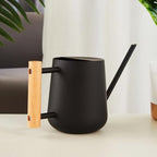Metal Watering Can 900ml Long Spout Black Iron Wooden Handle - Image 3