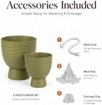 Green Terracotta Self Watering Plant Pots, 6 and 8 Inch with Saucers - Image 6