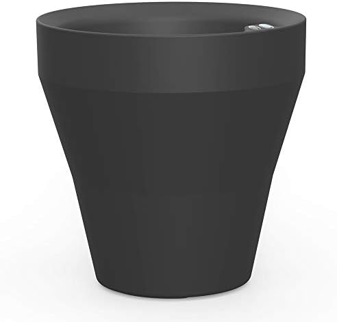 Crescent Garden TruDrop Rim Modern Self Watering Planter with Water Level Indicator, Indoor/Outdoor Weather-Safe Round Plant Pot, Grow Healthy Plants & Flowers - 18" W (Caviar Black) by CrescentGarden