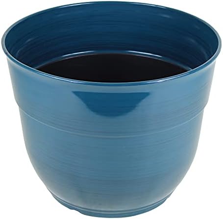 Garden Elements Indoor/Outdoor Glazed Brushed Happy Plastic Planter, Large, Dark Teal, 15" (Pack of 2) - Image 2