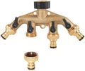 Heavy Duty Brass 4 Way Manifold Garden Hose Splitter Connector Water Tap Adapter 3/4 inch Gardening Irrigation Faucet Connectors(EU 1-out-4 Kit2) by Unknown