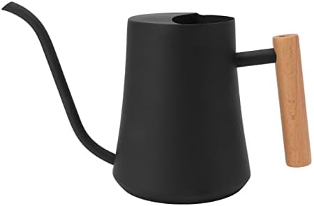 Zerodis Retro Watering Can,Long Spout Stainless Steel Watering Can Pot Plant Watering Can with Wooden Handle for Precise Watering Small Plant Garden Indoor Outdoor Use (Black) by Zerodis