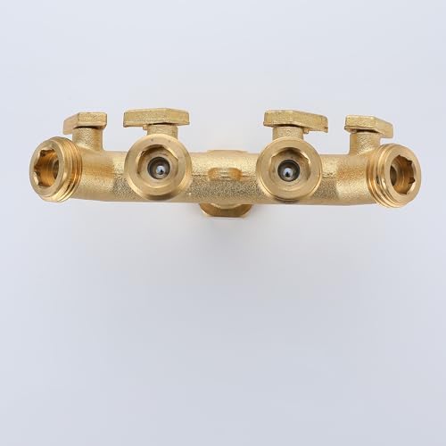 Bropury 4 Way Hose Splitter with Thickened and Optimized, Solid Brass Hose Connector NPT3/4", Hose Spigot Adapter 4 Valves with 5 Extra Rubber Washers and on/off Wrench (4 way) - Image 4