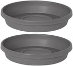 Bloem Terra Plastic Saucer Tray for 14" Terra Planters, Charcoal, 2-Pack by Bloem