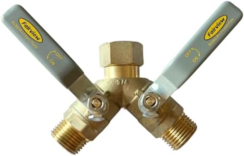 FAIRVIEW-Lead-Free, Industrial-Grade Garden Hose Splitter, Oversized Handles, Full-Port Valves with HEX Connector, Brass, BV202-W-LF by Fairview