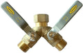FAIRVIEW-Lead-Free, Industrial-Grade Garden Hose Splitter, Oversized Handles, Full-Port Valves with HEX Connector, Brass, BV202-W-LF by Fairview