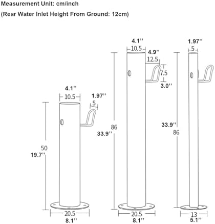 Cylindrical Garden Water Column Freestanding Outdoor Water Tap with Hose Holder,Antifreeze Water Hydrant Heavy-Duty Garden Water Fountain(50x20.5cm) - Image 2