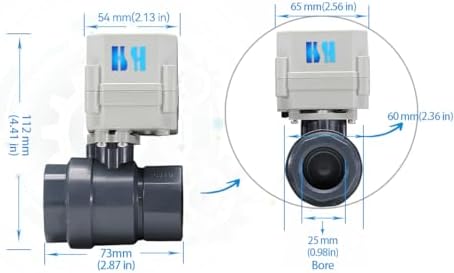 1/2" 3/4" 1" 110-230VAC Normally Closed/Open CF8/Stainless Steel 304 Motorized Electrical Ball Valve With U.S. Plug (1 inch Plastic, Normally Closed) - Image 3
