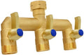 Brass Garden Hose Splitter, 3 Way Hose Splitter, Outdoor Hose Splitter, GHT 3/4 In. Female Inlet And 3 Way 3/4 In, (Increase Flow Style) by Unknown