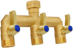 Brass Garden Hose Splitter, 3 Way Hose Splitter, Outdoor Hose Splitter, GHT 3/4 In. Female Inlet And 3 Way 3/4 In, (Increase Flow Style) by Unknown