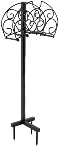 Detachable Freestanding Garden Hose Holder, Metal, Black, 42" Total Height, Free-Standing or Wall Mount, Elegant Arc Design for Yard, Lawn and Garden - Image 2