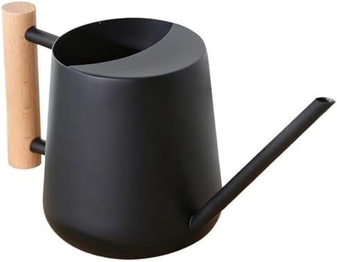 Black Stainless Steel Watering Can for Indoor Plants, Decorative Metal Watering Can with Wooden Handle and Long Spout, Small Water Can for Bonsai, Succulents, Home and Office Use by Unknown