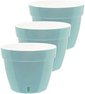 Gardenera 7.9" ASTI Self Watering Planter (Set of 3) in Menthol/White - Modern Flower Pot with Water Level Indicator for All House Plants, Flowers, Herbs, Succulents and Hanging Plants by Gardenera