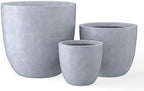 Kante Set of 3 Blue Gray Concrete Bowl Round Planters for Modern Home by Unknown