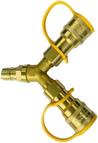 1/2 Inch Vatural Gas Y Splitter with Quick Connect Fittings & Shut Off Valve - Durable Brass Adapter for Grills, Heaters, Pizza Ovens, RVs (1/2" Female Pipe Thread x Flare)​​ by Unknown