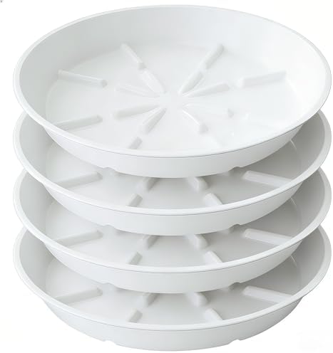 4 Pack of 14 inch Plant Saucer Plant Tray, Plastic Plant Saucer, Plant Tray for Pots, Plant Saucers for Indoors Planter, Garden Water Plate Bowls for Gallon Grow Bags (White) by Unknown