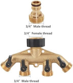 3/4 Inch Brass 4 Way Water Tap Splitter Garden Hose Manifold - Image 2