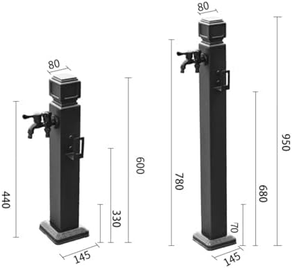 Freestanding Garden Water Column with Faucet,Outdoor Stainless Steel Frost Proof Square Water Column Garden Hose Holder,Yard Water Dispenser Hydrant Water Feature Fountain,for Garden Irrigation - Image 2