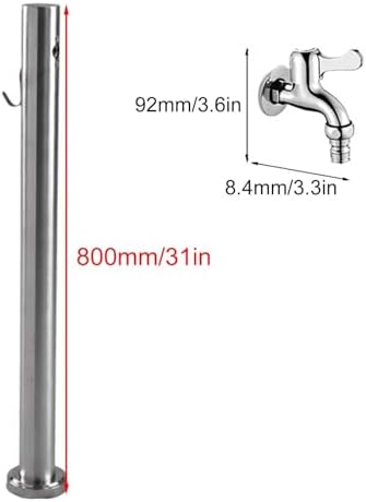 Stainless Steel Vertical Garden Water Column - Freestanding Hose Stand with Faucet for Outdoor Irrigation & Washing 80cm/31in - Stylish Functional - Image 2