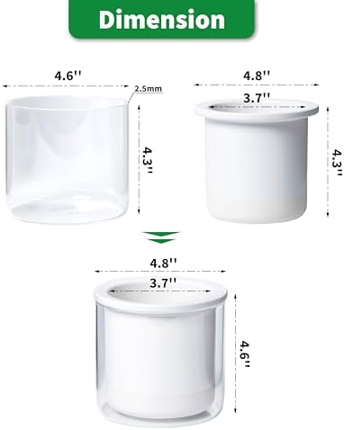 Phoenix Vine 4 Inch Self Watering Planter Pot, Design White Terracotta Pots for Plants, Indoor Cylinder Terra Cotta Pots with Glass Vase, Set of 4, 51-B-E-4 - Image 4