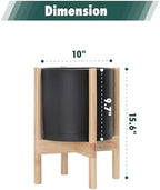 D'vine Dev Plastic Pot with Natural Wood Stand, Black, 10 in, 55-C-M-2 - Image 3