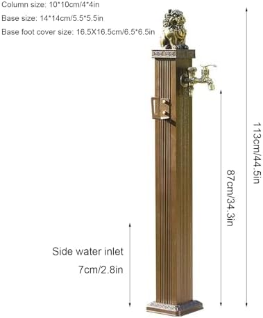 Freeze Proof Outdoor Faucet,Garden Water Column with Unique Design Brass Faucets,Outdoor Spigot with Garden Hose Holder Freestanding,Water Spigot Extender, Garden Tub Faucet(Black,113cm/44.5in) - Image 2