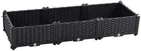 Hershii Plastic Rectangular Raised Garden Bed Indoor Outdoor Planter Box Kit Container for Growing Vegetables, Plants, Herbs, Flowers & Succulents - Black - 46.06 X 15.35 X 8.66 Inches - Image 2