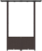 Polypropylene Raised Garden Bed with Trellis & Roof, Brown - Image 4