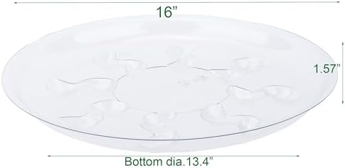 6 Pack Heavy Duty Clear Plastic Plant Saucer Drip Trays for pots,Large Planter Drainage Tray Flower Pot Saucer Water Drainage Tray (16 inch) - Image 2