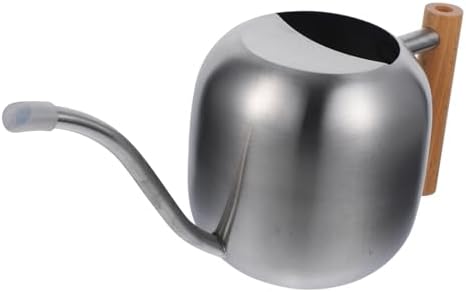 Silver Watering Can 1.2l with Wooden Handle, Stainless Steel by DEARMAMY