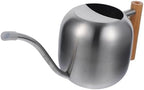 Silver Watering Can 1.2l with Wooden Handle, Stainless Steel by DEARMAMY
