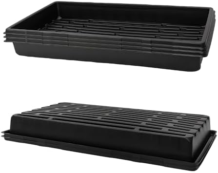 RooTrimmer Plant Growing Nursery, Standard 1020 Trays Plastic Sturdy Farmer Self Seedling Tray for Microgreens Indoor Nursery Pots Transplantation (5-Pack, 21.6"×11.2", 2.52" Deep, no Holes) by RooTrimmer