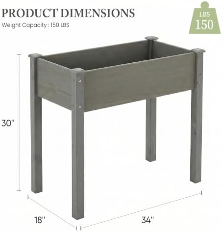 DUMOS 34x18x30 Inch Raised Garden Bed, Elevated Wood Planter Box with Legs - Image 3