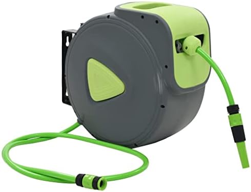 Automatic Retractable Water Hose Reel 105ft, Wall Mounted Garden Hose Reel with 180 Degree Swivel Bracket, 1/2 Inch PVC Hose, Spray Nozzle and Connector Set by Unknown