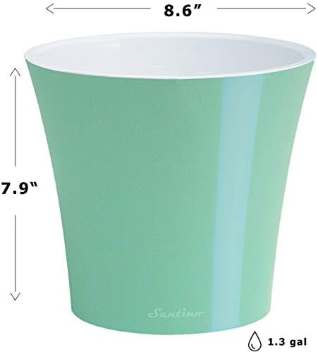 Santino 8.6 Inch ARTE Self Watering Planters (Set of 3) in Menthol/White Indoor Flower Pot for All House Plants, Flowers and Orchids - Image 2