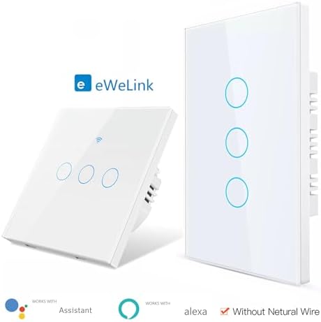 WiFi Smart Life Wall Light Switch EU&US Glass Touch Panel Voice Wireless Remote Control by Voice Control EU White 2GANG - Image 2