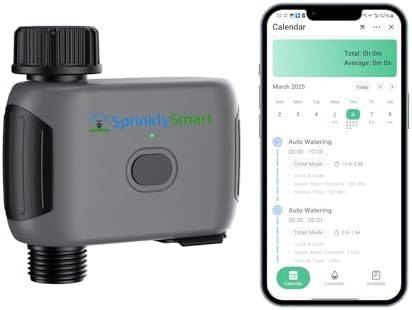 [No Blutooth Hub Required] Sprinkly Smart Lawn & Garden Hose Wifi Water Timer – 1 Zone Wi-Fi 6 Sprinkler Controller, Compatible with Alexa and Google Assistant, Auto/Manual/Rain Delay, IP55 Waterproof by Unknown
