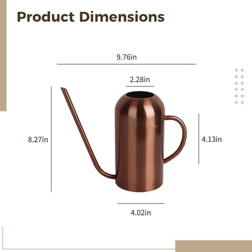 Copper Watering Can Stainless Steel Handle, Indoor Plants Long Spout 50.7 Fl Oz (1500 Ml), Vintage Style Ideal for Flower and Houseplants Arrangements - Image 2