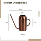 Copper Stainless Steel Long Spout Watering Can, 50.7 Fl Oz (1500 Ml), Handle, Vintage Style, Flower Arrangements and Houseplants Ideal for Indoor Plants - Image 4
