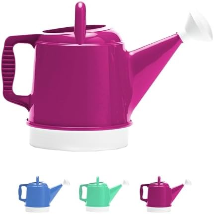 Bloem Deluxe 2 Gallon Plastic Watering Can - Indoor/Outdoor with 256 Fl Oz Capacity, Removable Nozzle, Shatterproof, Fuchsia by Bloem