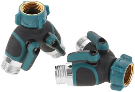 2pcs 2 Way Garden Hose Splitter Y-shape Metal 3/4" Connector Alloy Comfortable Rubberized Grip Farm Watering by Unknown