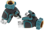 2pcs 2 Way Garden Hose Splitter Y-shape Metal 3/4" Connector Alloy Comfortable Rubberized Grip Farm Watering by Unknown