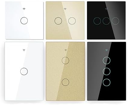 WiFi Light Touch Switch LED Wall Switches Smart-Life/Tuya APP Remote Control Voice Control 1/2/3 Gang EU US Gold #2-Gang#US 220V Only L Wire by Unknown