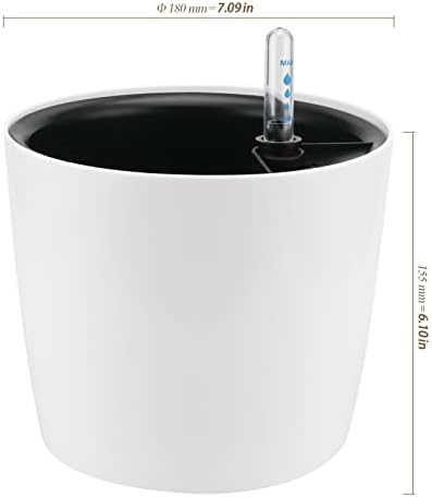 4 Pack 7 Inch Self Watering Planter for Indoor Plants, White Decorative Round Plastic Self Watering Pots with Level Indicators for Soil Planting, Flowers, Herb, African Violet, Succulent - Image 2
