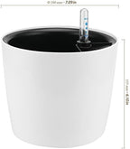 4 Pack 7 Inch Self Watering Planter for Indoor Plants, White Decorative Round Plastic Self Watering Pots with Level Indicators for Soil Planting, Flowers, Herb, African Violet, Succulent - Image 2